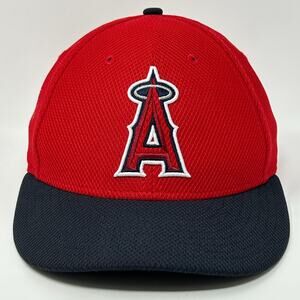 Los Angeles LA Angels Hat Baseball Cap Batting Practice New Era Red Fitted 7 3/8